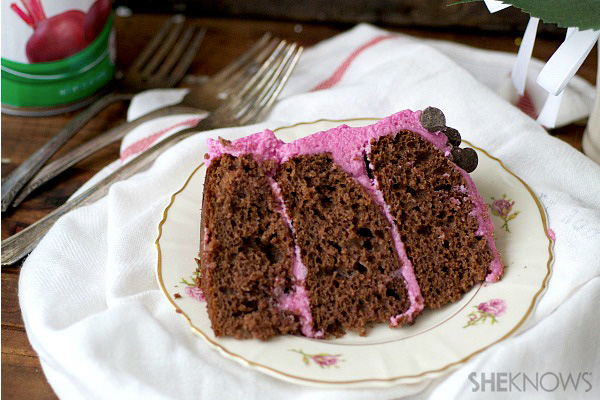 Tomato soup chocolate cake with beet chocolate frosting