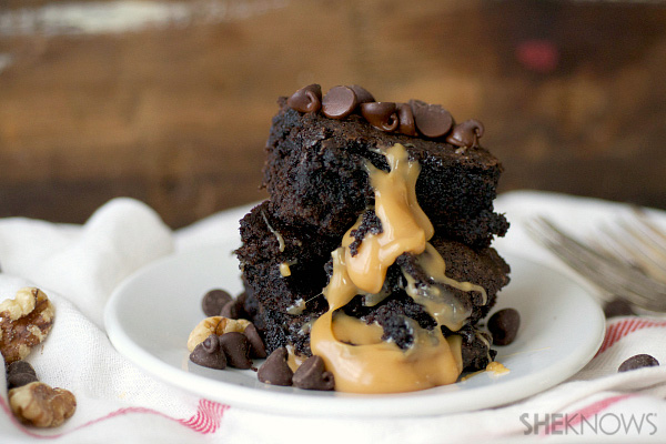 Gooey caramel stuffed brownies