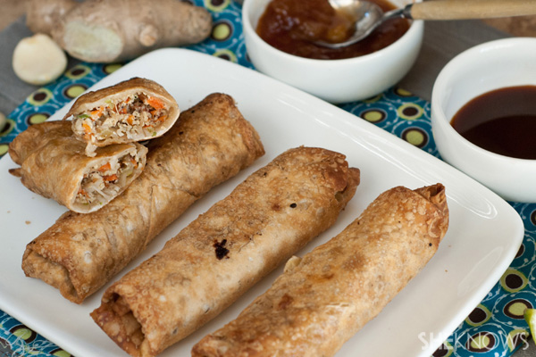 Crispy garlic ginger lemongrass veggie egg rolls