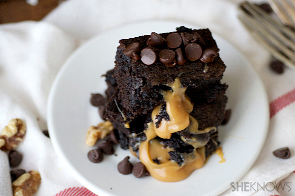 Gooey caramel stuffed brownies