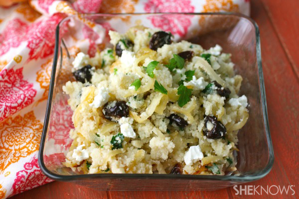 Meatless Monday: Cauliflower couscous with caramelized onions, cherries & goat cheese