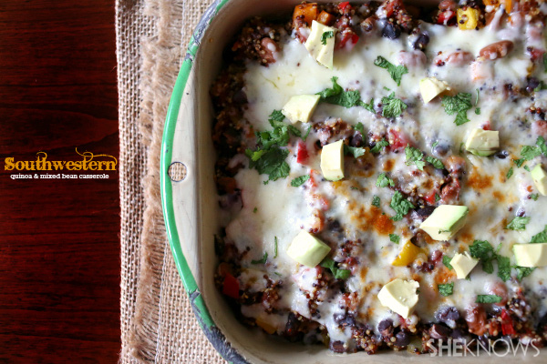 Southwestern quinoa and mixed bean casserole