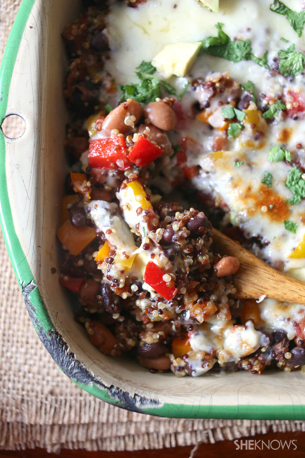 Southwestern quinoa and mixed bean casserole