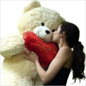 A over-sized stuffed heart