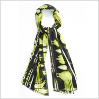 Black And Lime Printed Scarf