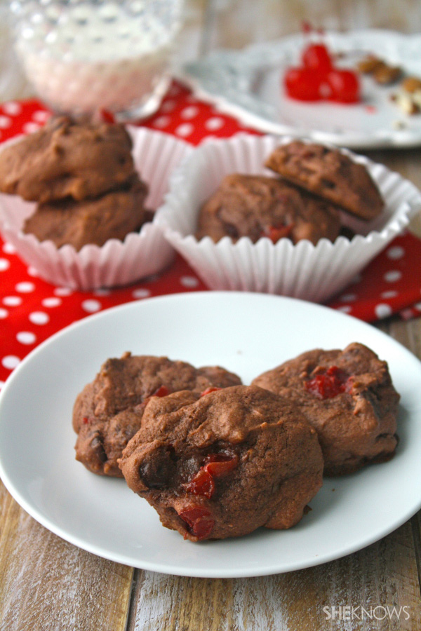Gluten-free cherry, almond & chocolate pudding cookies