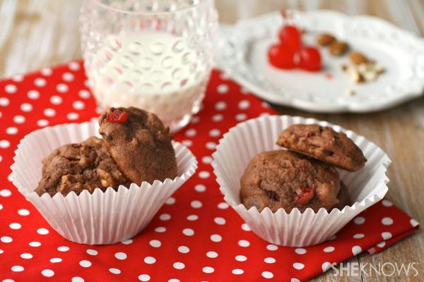 Gluten-free cherry, almond & chocolate pudding cookies
