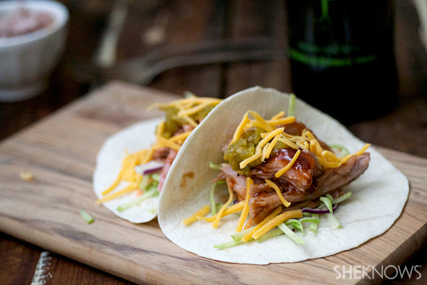 Shredded pork BBQ tacos