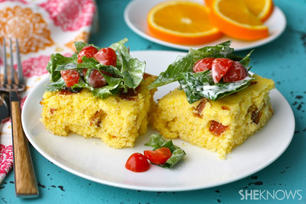 Gluten-free open-faced BLT cornbread sandwiches