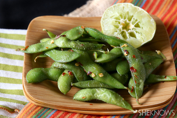 Red pepper and lime edamame