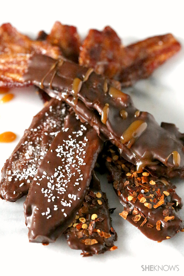 Chocolate covered candied bacon 3 ways