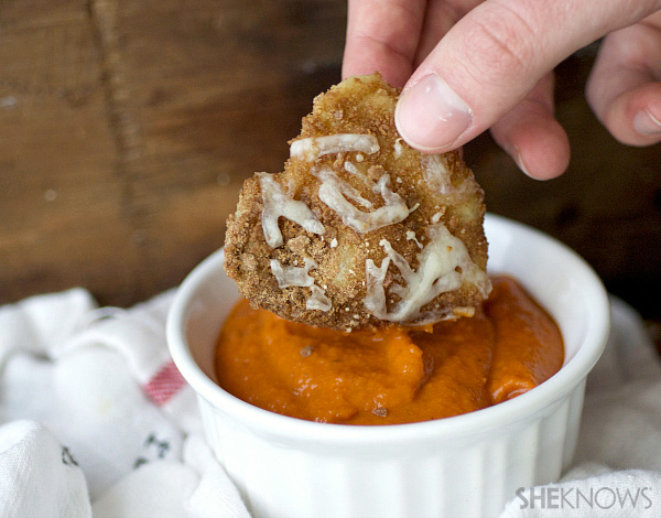 Crispy baked heart ravioli