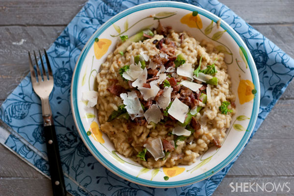 Creamy fontina risotto with bacon recipe