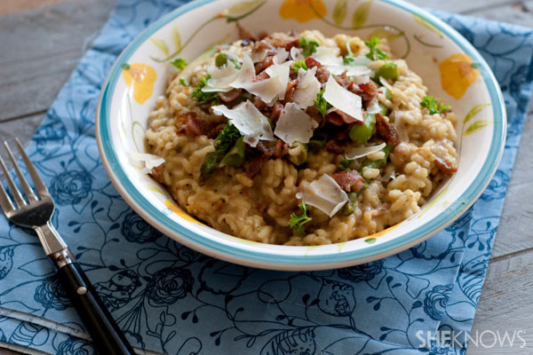 Creamy fontina risotto with bacon recipe