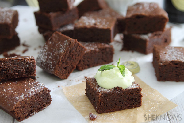 Guinness brownie with mint whipped cream