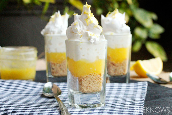 Tangy lemon and shortbread dessert in a glass recipe