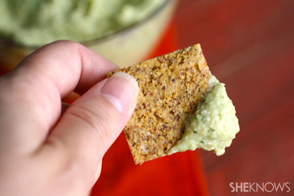 Gluten-free zucchini hummus and peppered crackers