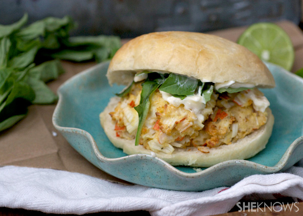 Jumbo crab & basil burgers