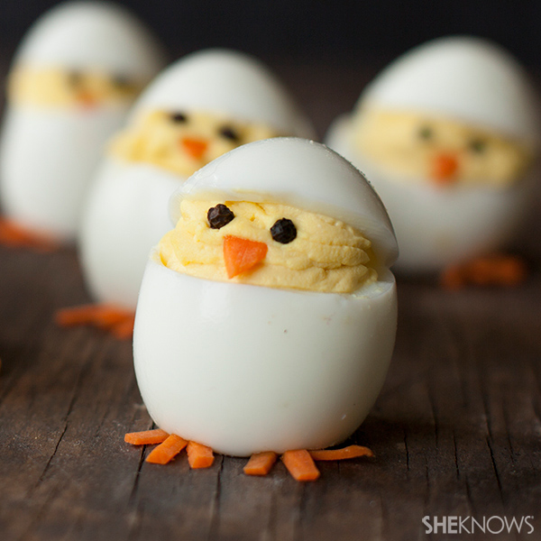 Turn deviled eggs into adorable hatching chicks