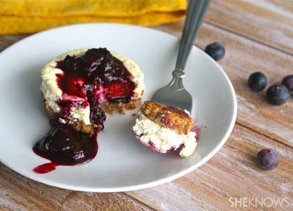 Gluten-free individual blueberry cheesecakes
