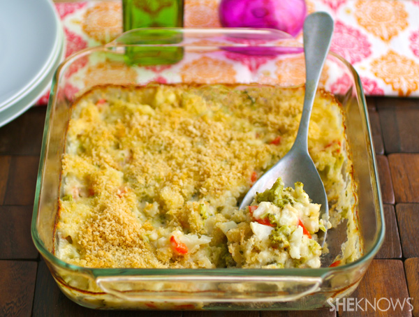 Cheesy broccoli & cauliflower bake