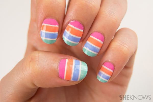6. French Tip Striped Acrylic Nails - wide 1