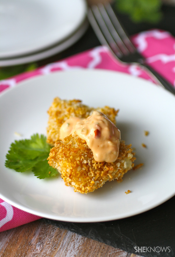 Crispy fish bites with chili-lime tartar sauce