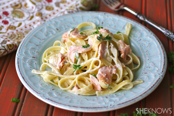 Creamy salmon fettuccine
