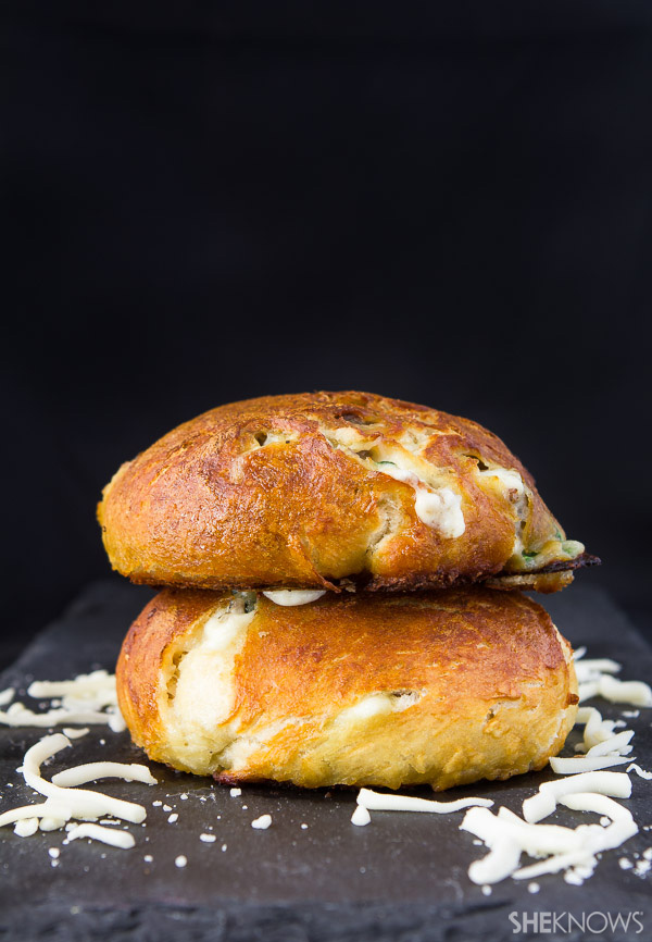 Sausage and cheese stuffed pretzel puffs