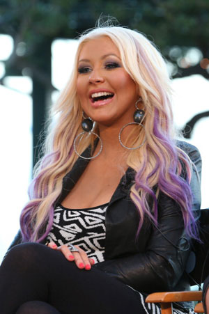 Christina Aguilera purple streaks