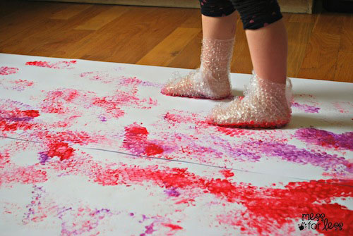 Bubble wrap stomp art