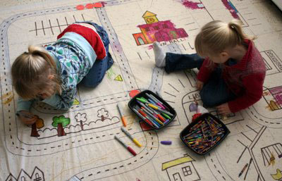 Shower curtain play mat