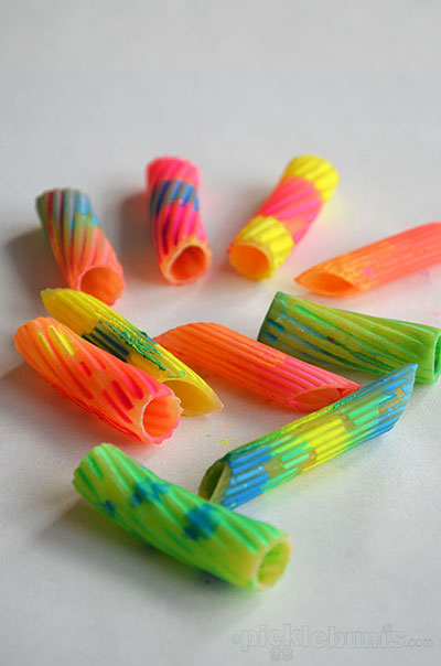 Painted pasta necklaces