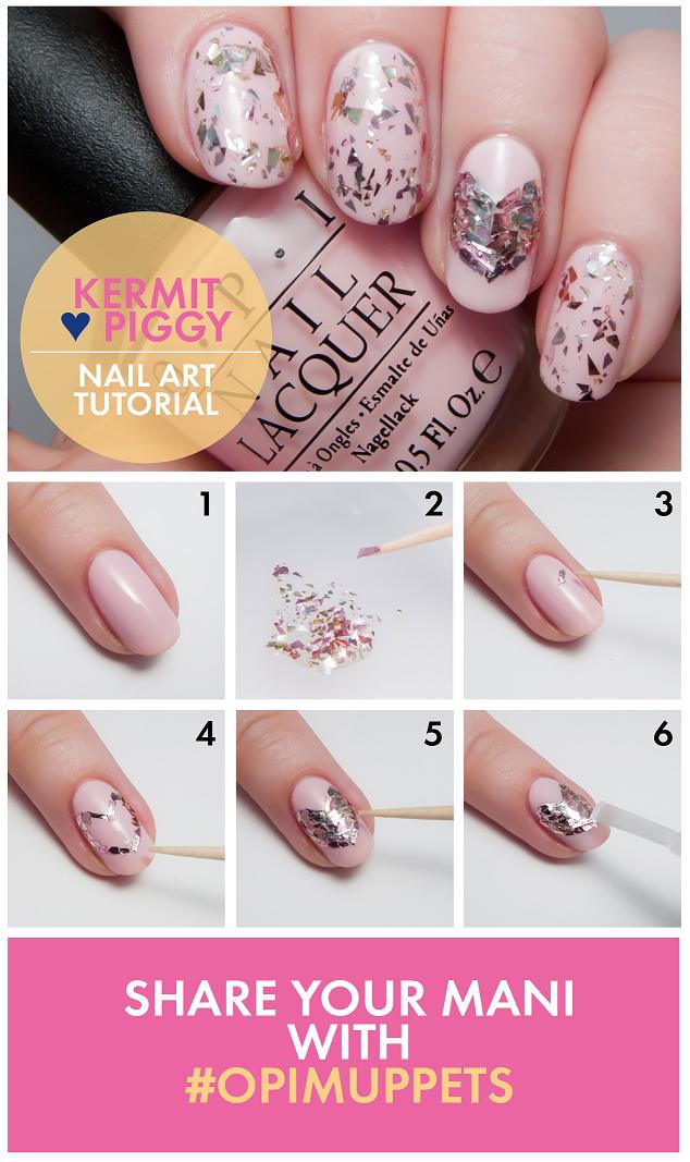 Kermit Loves Piggy nail art