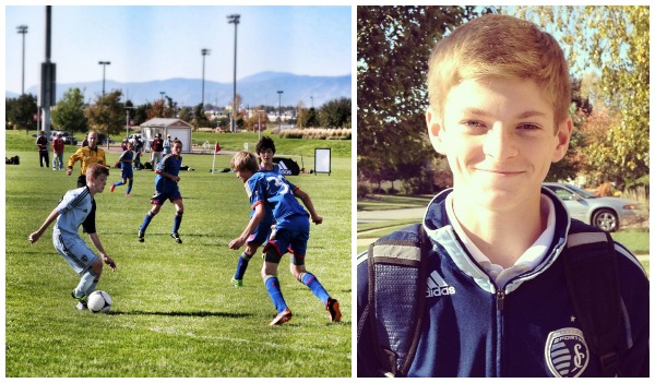 Becca Wilkinson's son Patrick playing soccer