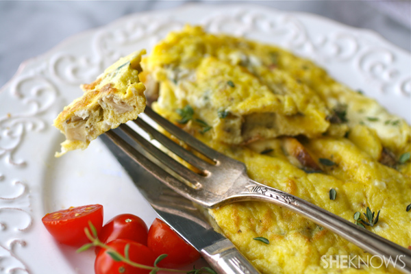 Wild mushroom, thyme & Brie omelet