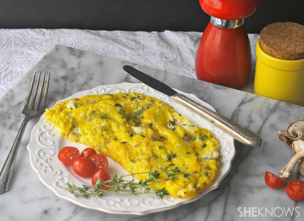 Wild mushroom, thyme & Brie omelet