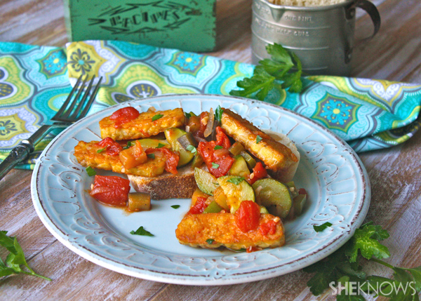 Vegan ratatouille with tempeh