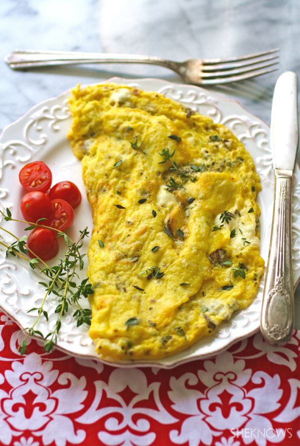 Wild mushroom, thyme & Brie omelet