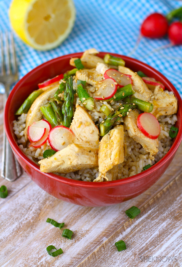 Lemon chicken & spring veggie rice bowls