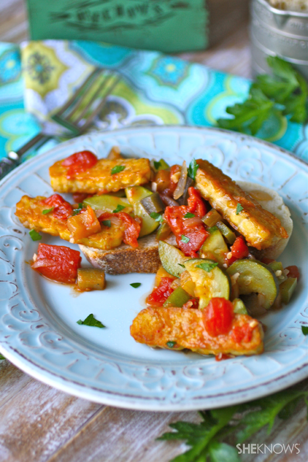 Vegan ratatouille with tempeh