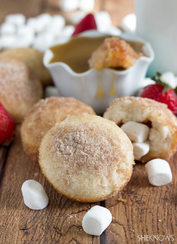 Churro poppers with a caramel dipping sauce