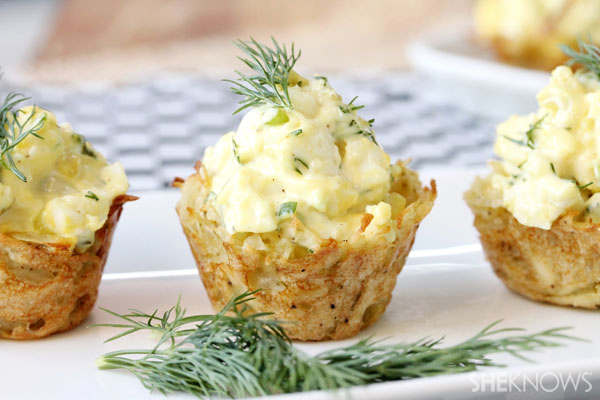 Dilly egg salad in crispy mini cups recipe