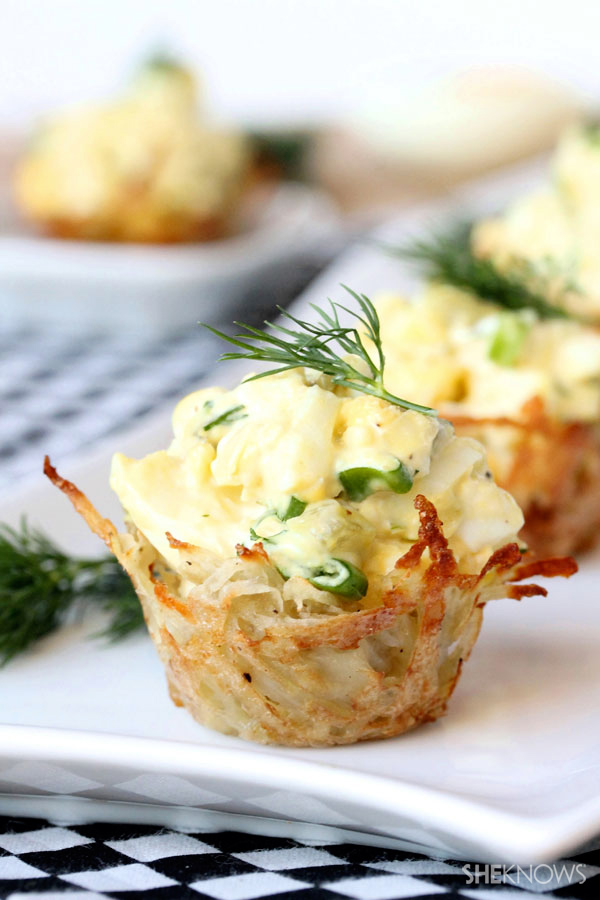 Dilly egg salad in crispy mini cups recipe