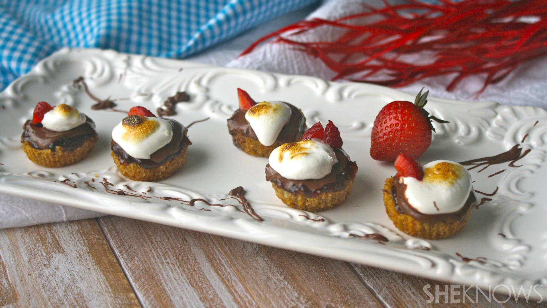Gluten-free mini strawberry s’mores tarts