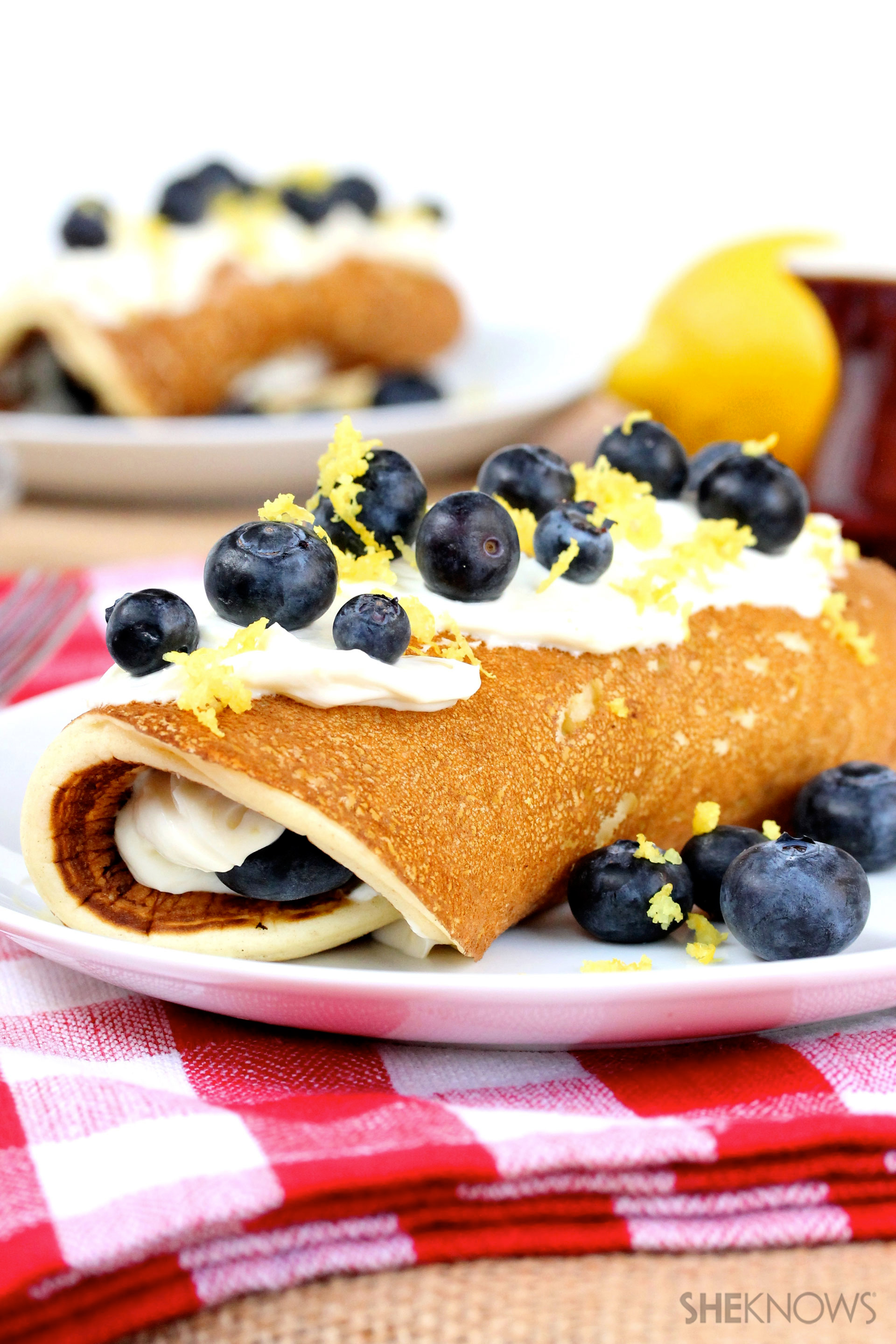 Blueberry and lemon cream cheese pancake rolls recipe