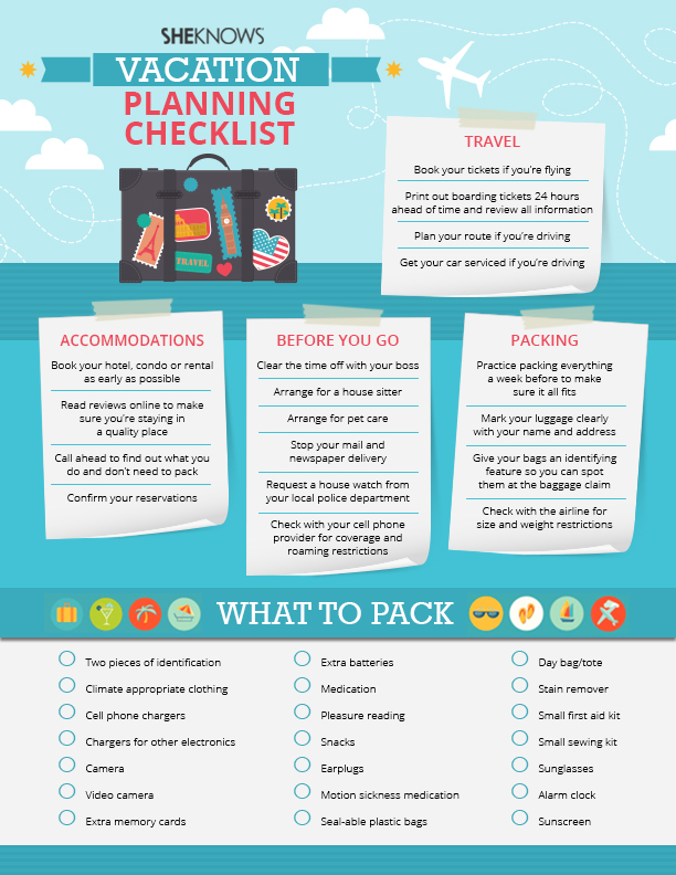 Vacation planning checklist | Sheknows.com