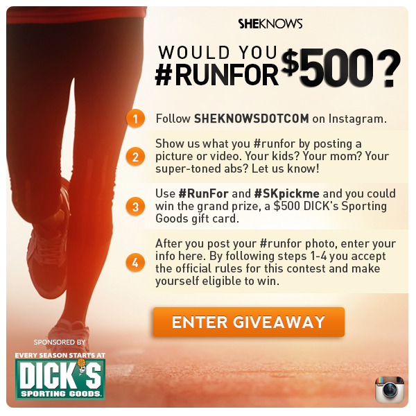 Enter to win a $500 Dick's Sporting Goods gift card at SheKnows!