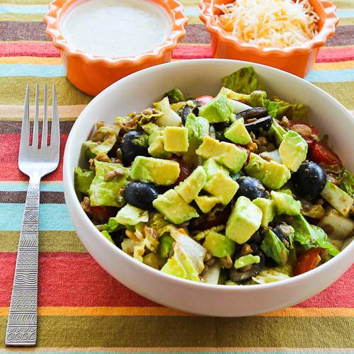 MOther's day salad- Vegetarian Lentil Taco Salad with Tomatoes, Olives, and Avocado