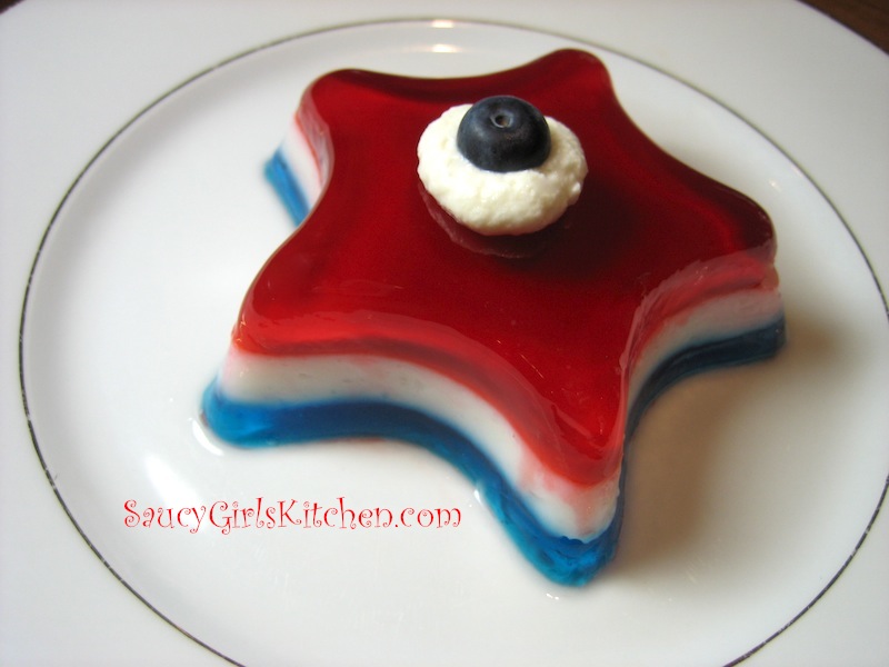Patriotic desserts-Red, white and blue Jell-o stars